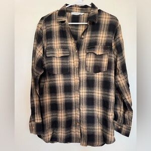 Altar'd State Black and Tan Plaid Shirt